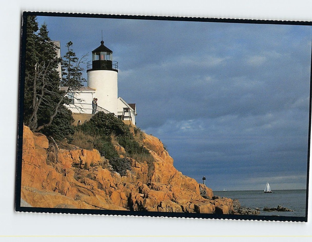 Postcard Bass Harbor Head Light Acadia National Park Bass Harbor Maine USA-image