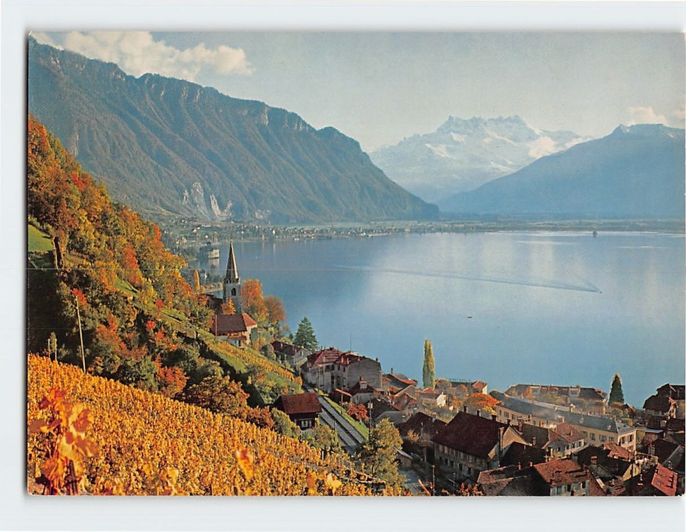 Postcard Montreaux et les Dents-du-Midi Lake Geneva Switzerland