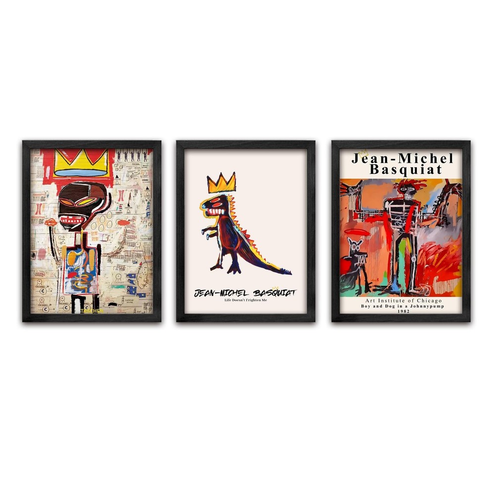 Framed Basquiat Wall Art, Basquiat Poster Jean Michel Basquiat Dinosaur King ...