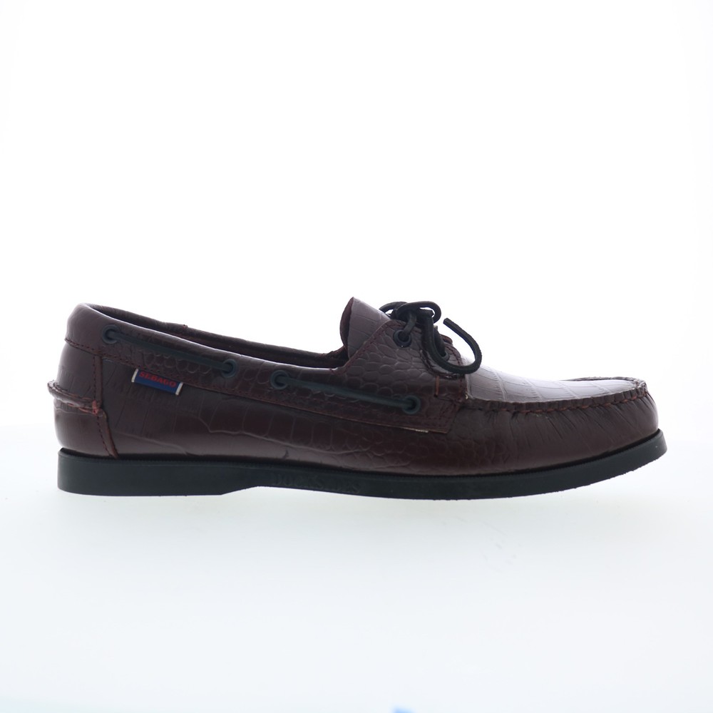 Sebago Portland Exotic Mens Burgundy Leather Loafers & Slip Ons Boat Shoes