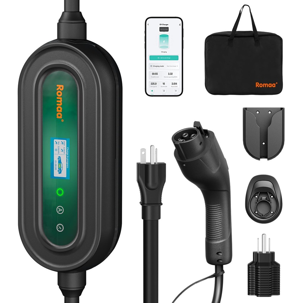 Portable Level 1 16A EV Charger 110-240V w/ 25FT Cable for All Non-Tesla EVs