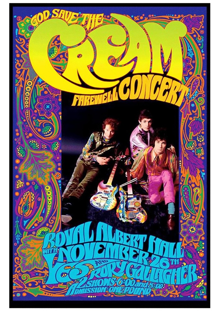 Cream Band Psychedelic Concert Poster Print 24x36 Unframed
