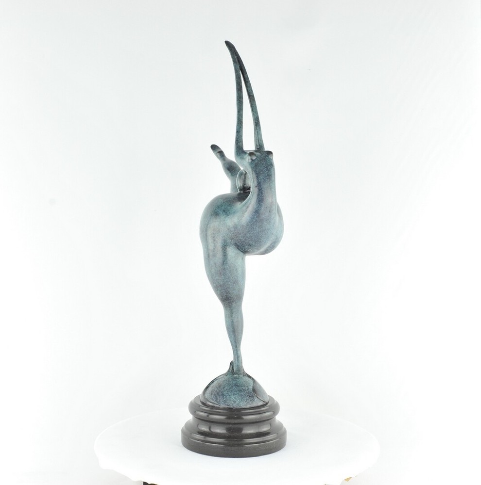 Modern Style Statue Sculpture Dancer Acrobat Sexy Art Deco Style Bronze Signed