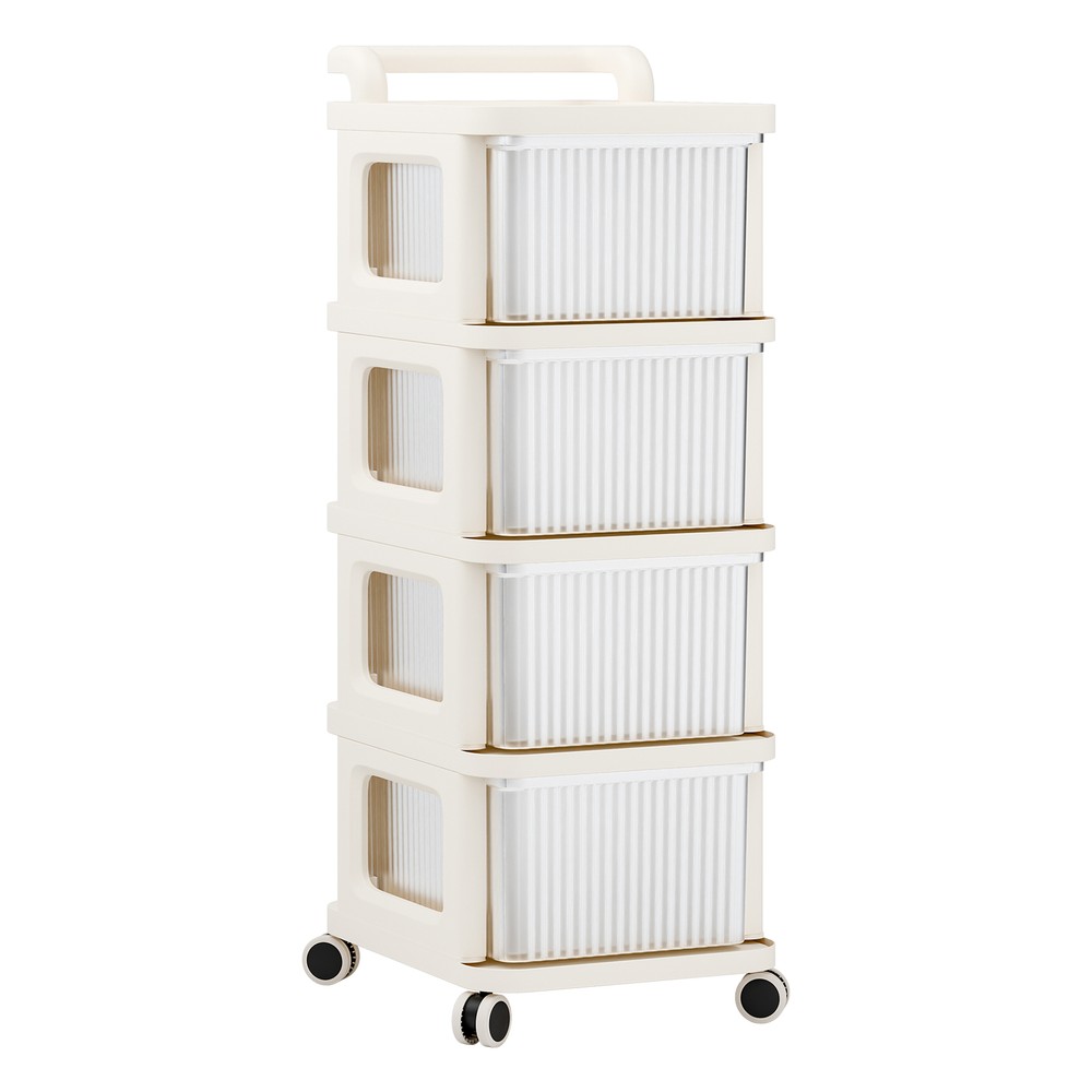 4-Drawer Rolling Storage Cart - Mobile Kitchen Pantry Cabinet with Casters