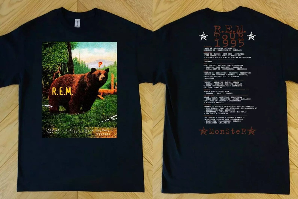 R.E.M. Bear Nature MonSteR Concert Tour 1995 T-Shirt, 90s Rem Tour Shirt