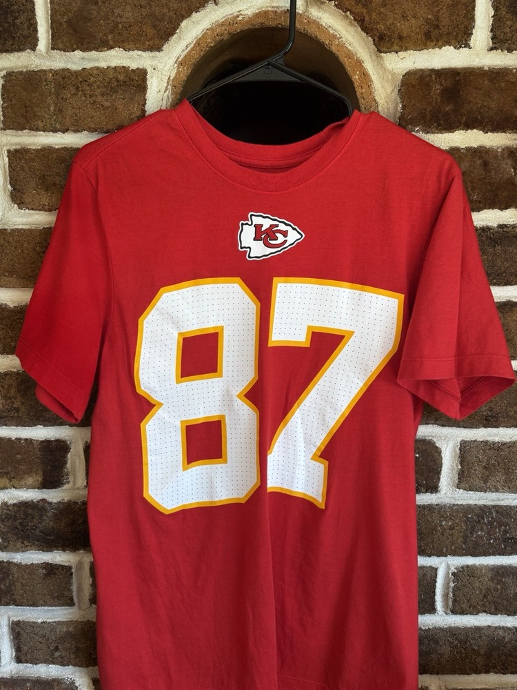 Nike Kansas City Chiefs Travis Kelce 87 Red T-Shirt Mens Small NFL Jersey Tee