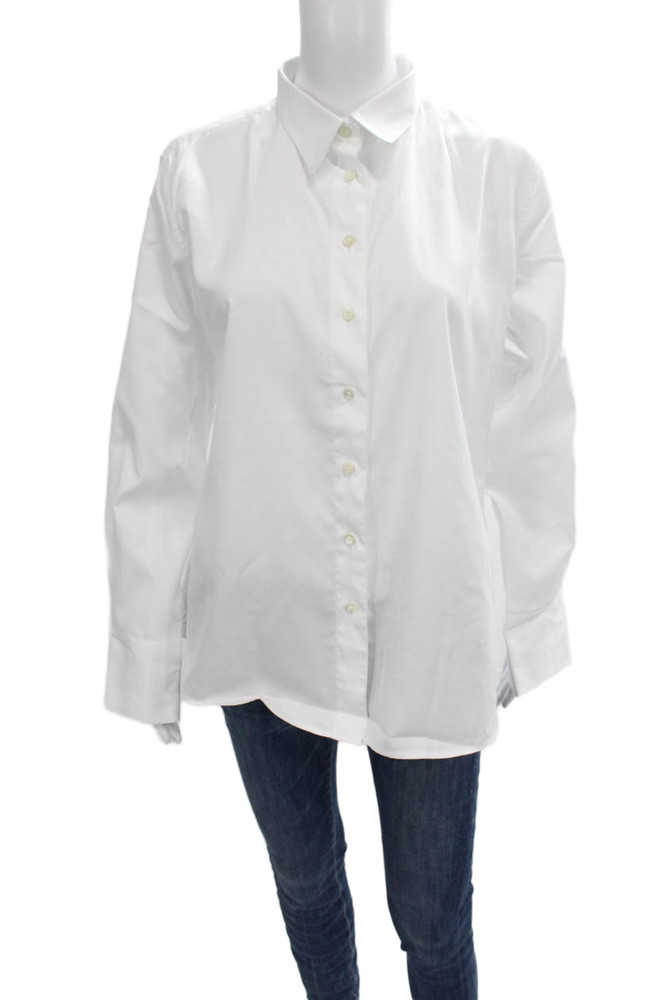 Claridge + King Womens Button-Up Collared Cotton Long Sleeve White Size LFree Shipping in US $100+ Orders | $6.95 Orders Below