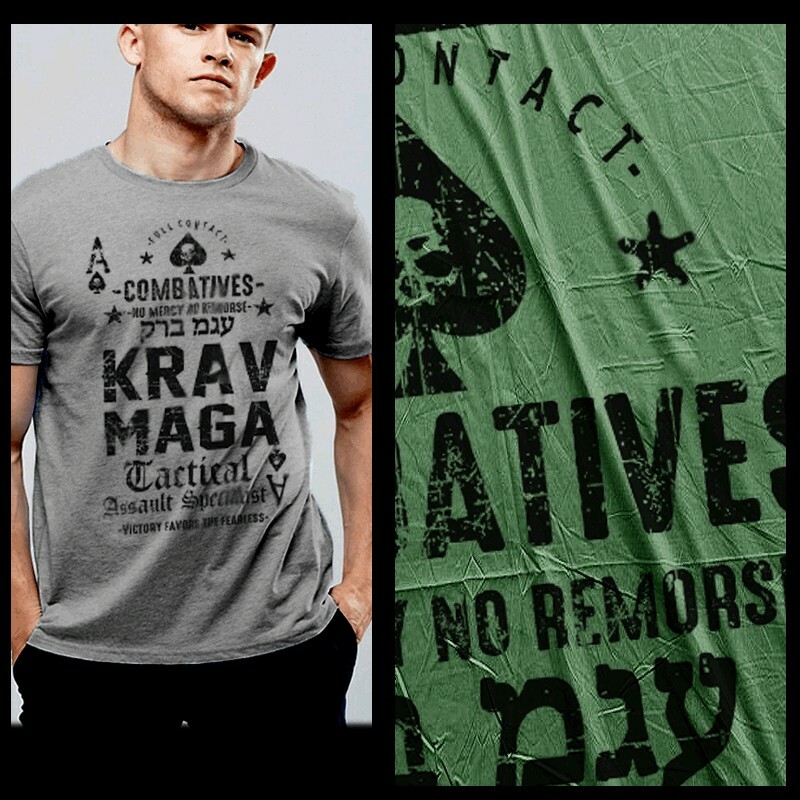 Krav Maga Combat T-Shirt Special Forces Military Martial Arts SAS XL Dark Gray