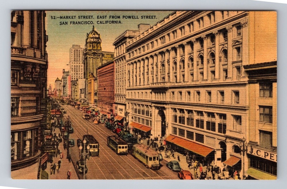 San Francisco CA-California Market St. East From Powell Street Vintage Postcard
