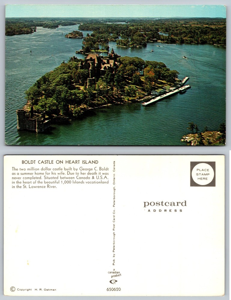 Boldt Castle Heart Island Aerial View Postcard