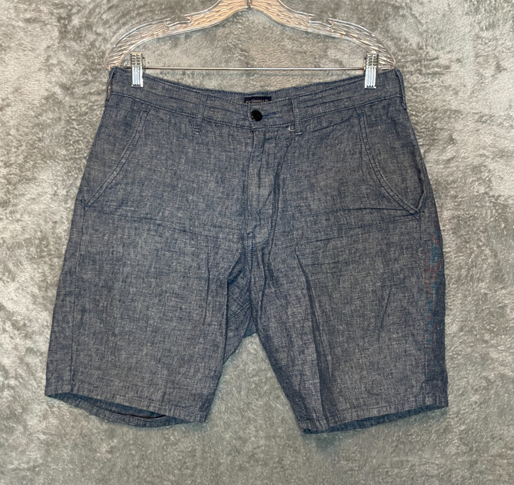 Levis Men Classic Linen Cotton Blend Flat Front High Rise Chambray Shorts 32