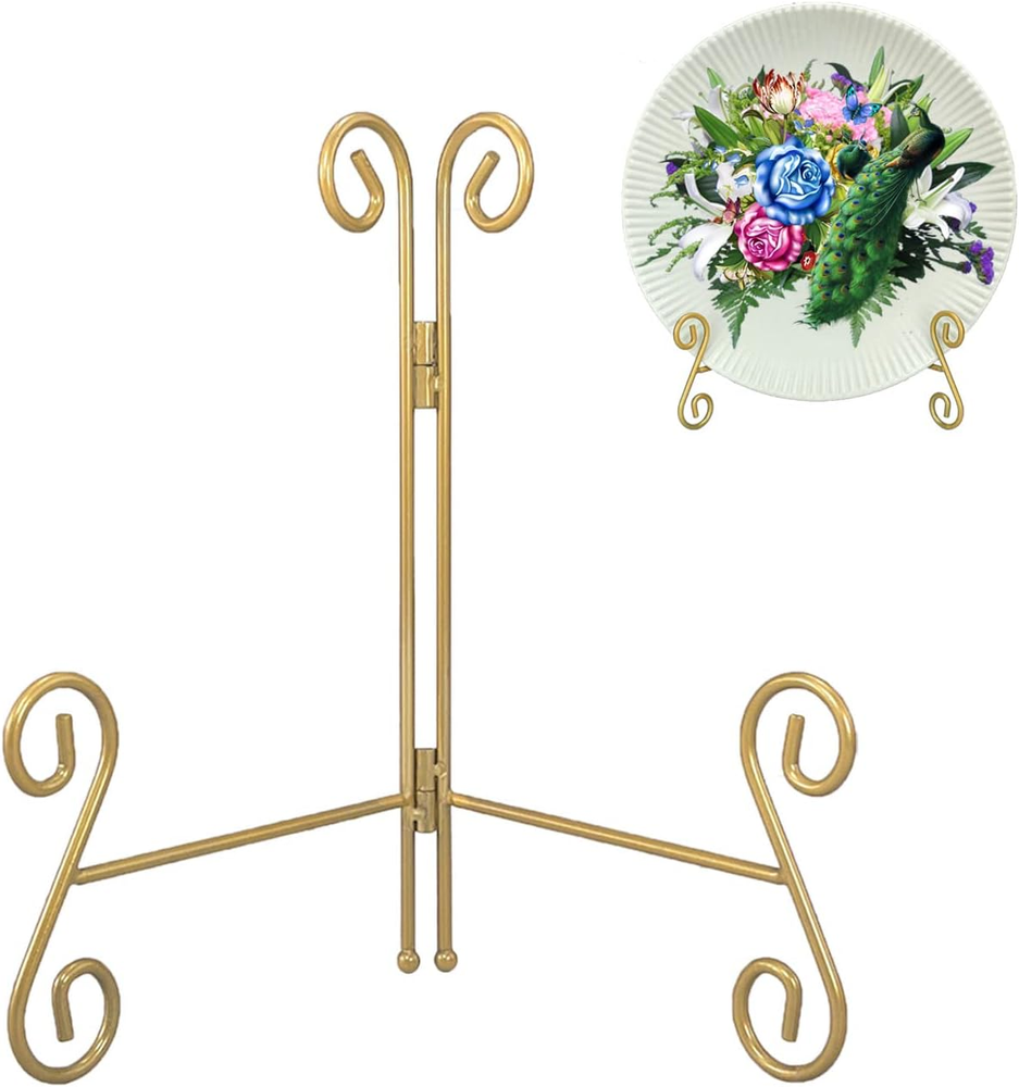 8-Inch Heavy-Duty Gold Plate Display Stand for Decorative Platters