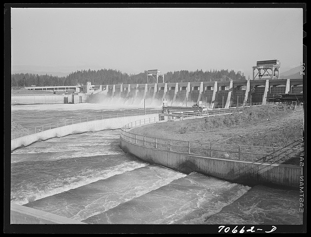 Photo:Bonneville Dam Oregon 1941 Fish Ladders Columbia River Dam