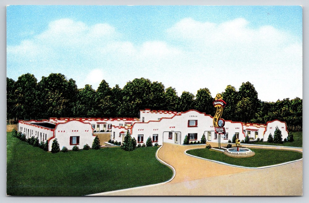 Roadside~Norfolk VA~Hacienda Motel~Dining Room Restaurant~Sign~1950s Postcard