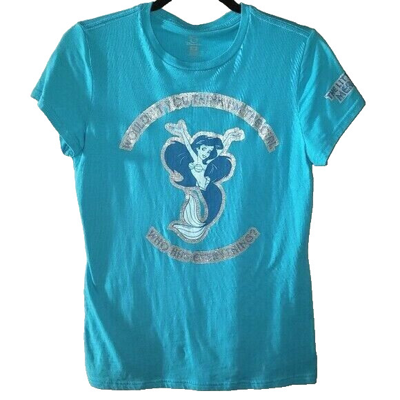 Disney The Little Mermaid Womens Short Sleeve T-Shirt Glitter Graphic Medium