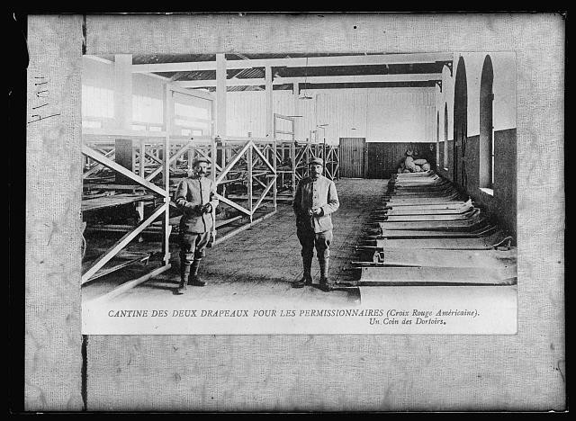Photo:Chalons France 1917 Canteen Dormitory Corner WWI Red Cross Soldiers