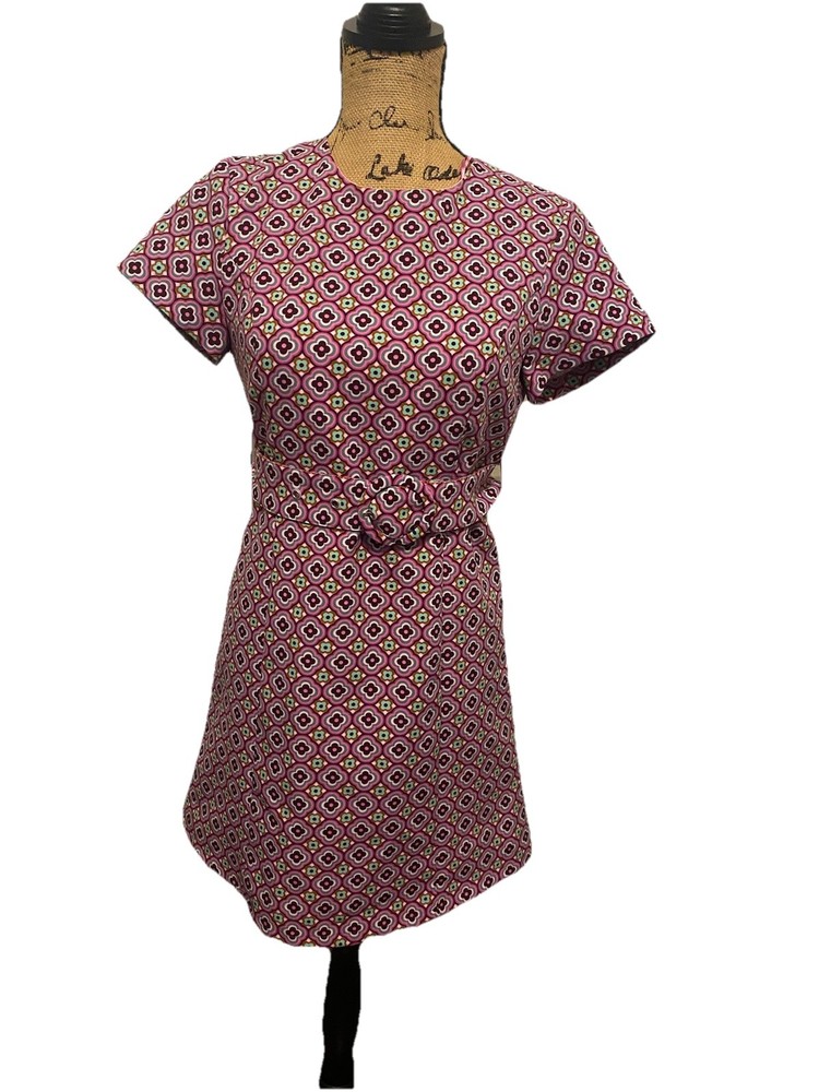 Zara Dress Women’s Small Pink Floral Short Sleeve Belt Mini Sheath