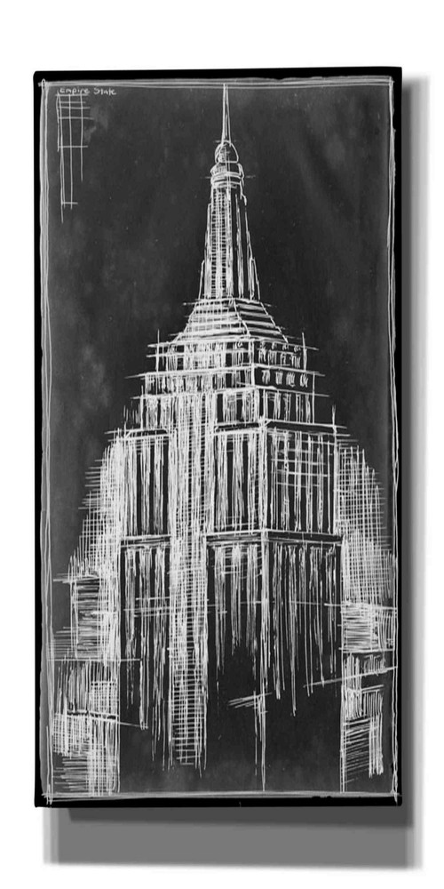 Epic Graffiti Empire State Blueprint Canvas Wall Art by Ethan Harper Giclee Print