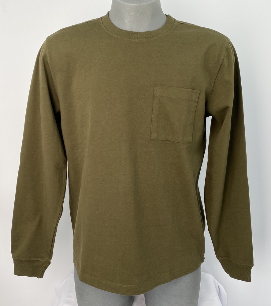 Flint & Tinder Mens T-Shirt Dark Olive Green Size M American Heavyweight Pocket