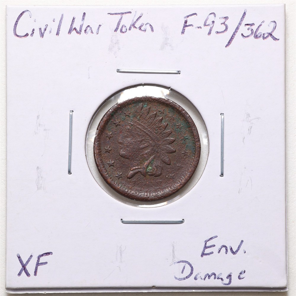 Civil War Token F-93/362 with XF Detail Env. Damage #RK214