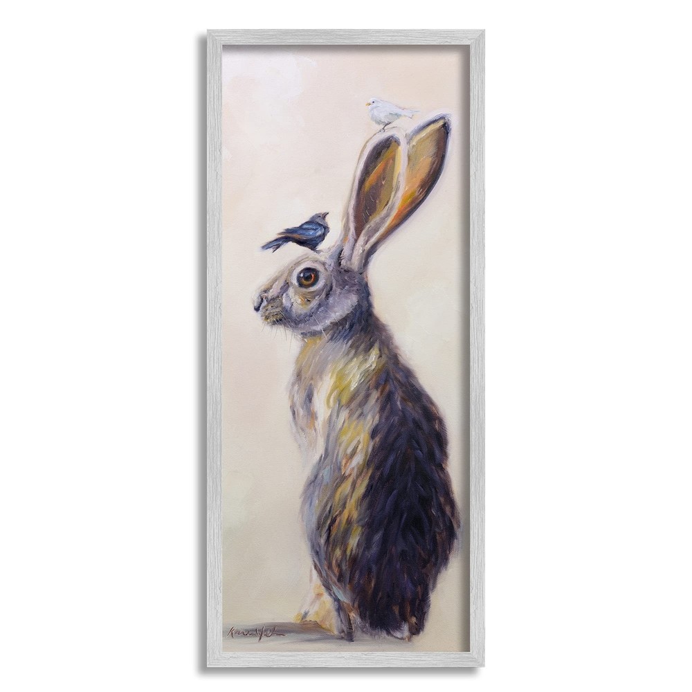 Stupell Industries Minimal Woodland Rabbit with Perched Birds Painting, Desig...