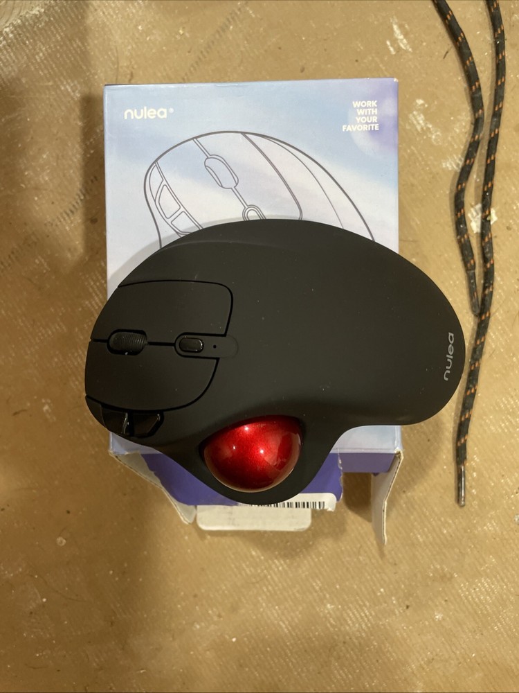 Nulea M501 Wireless Trackball Mouse Ergonomic Right Hand w/Charging Cable  & USB