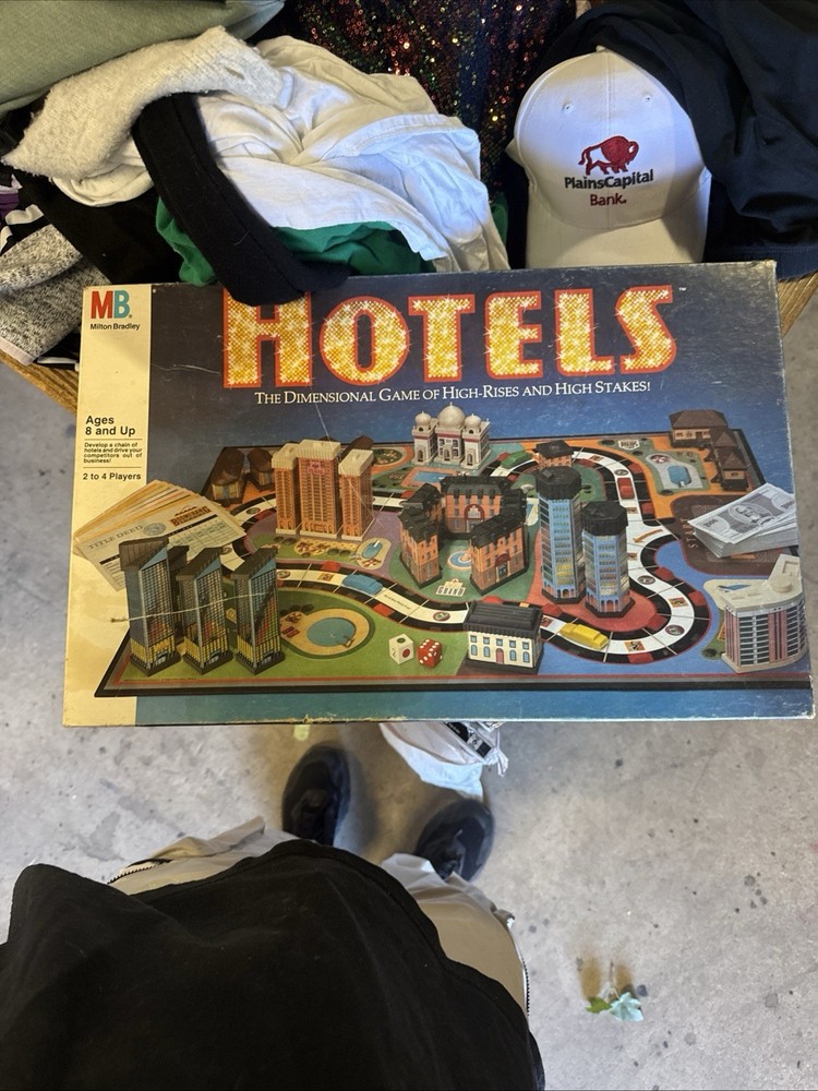 Vintage 1987 Hotels Board Game Milton Bradley Real Estate Game 100% Complete