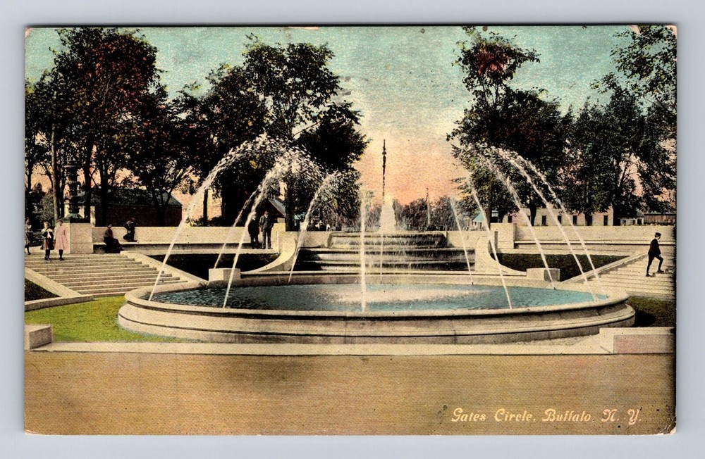 Buffalo NY, New York, Gates Circle, Antique, Vintage c1913 Postcard