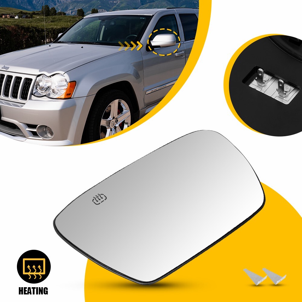 Mirror Glass Driver Left Side Heated For LH Hand 05 06 07-10 Jeep Grand Cherokee