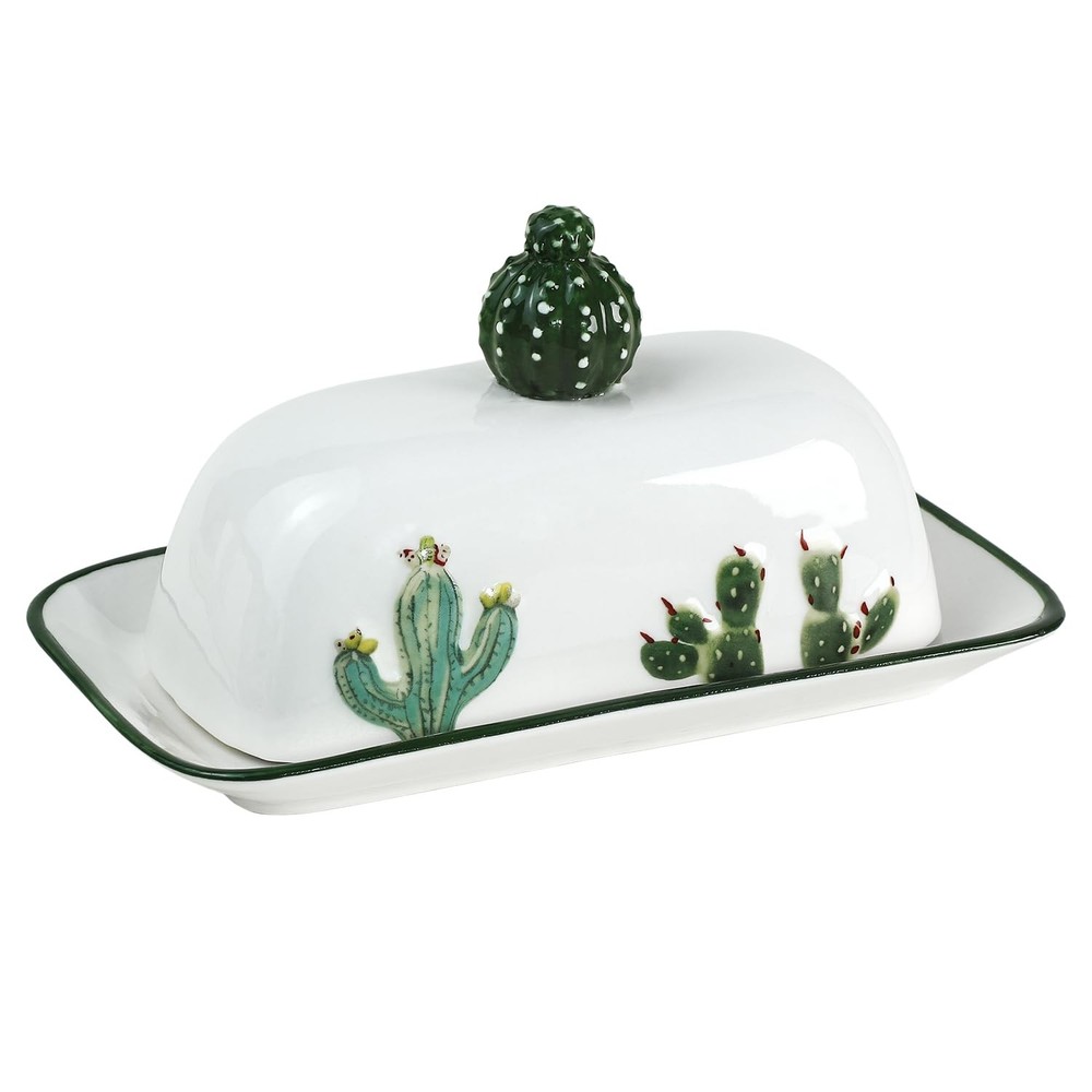 Ceramic Butter Dish with Lid Butter Keeper Butter Plate Tray for Kitchen Coun...