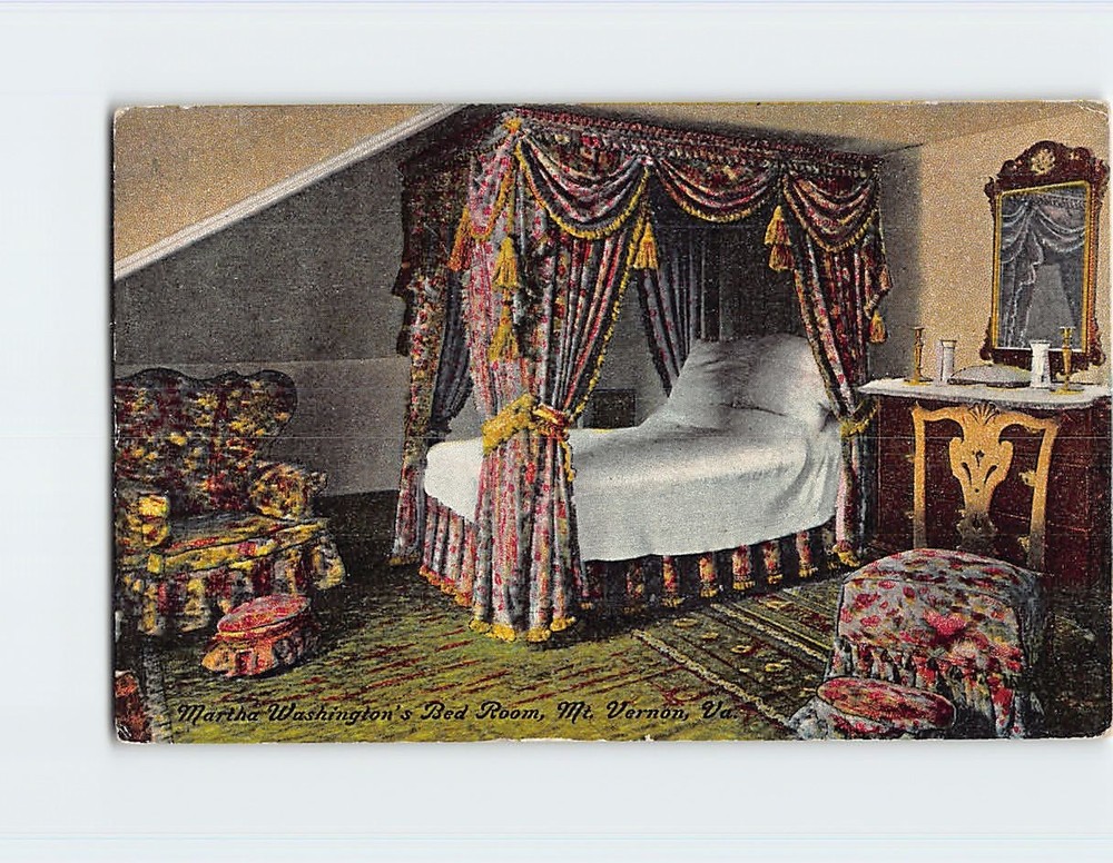 Postcard Martha Washington's Bedroom Mt. Vernon Virginia USA