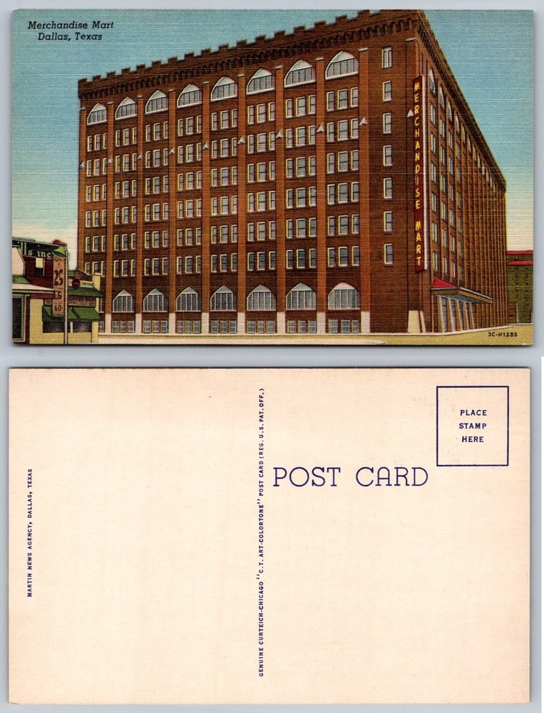 Vintage Merchandise Mart Dallas Texas Linen Postcard C.T. Art-Colortone 1940s