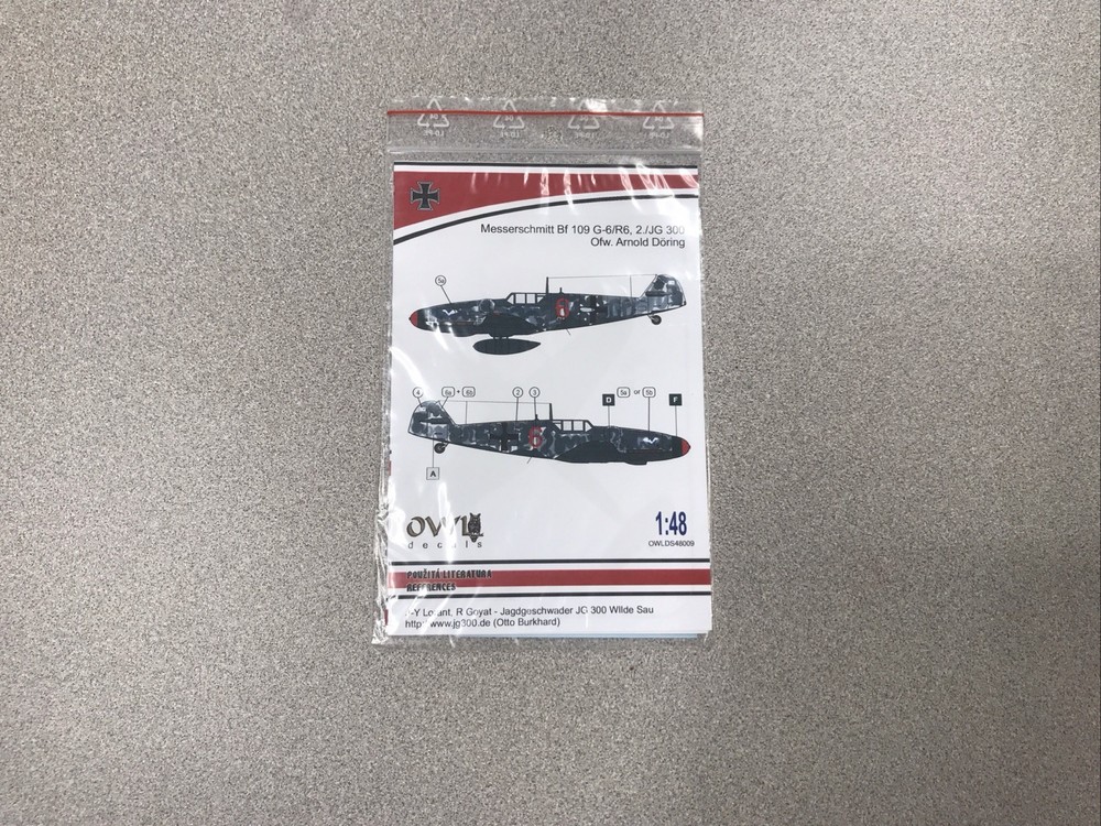 1/48 Owl Decals #OWLDS48009 Messerschmitt Bf 109 G-6/R6, 2./JG 300 KH