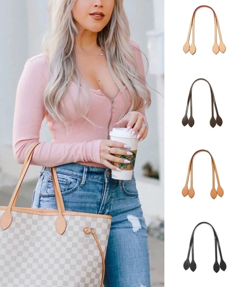 Vachetta Leather Replacement Straps Handles fits LV Neverfull PM & MM tote bags*