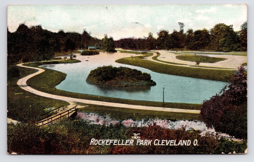 c1910~Cleveland Ohio OH~Rockefeller Park~Lake View~Panorama~Antique Vtg Postcard