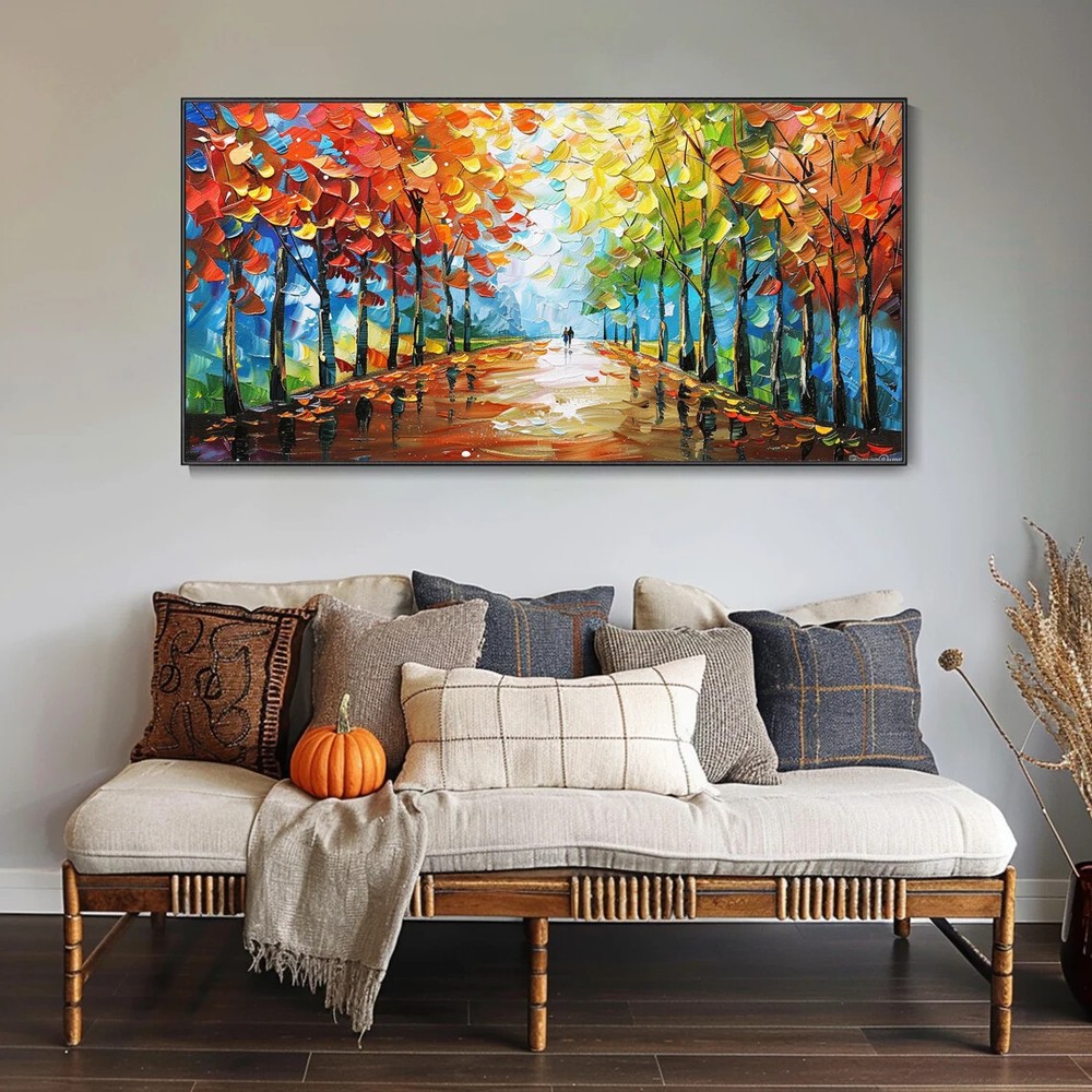Autumn Forest Couple Abstract Wall Art Canvas Unframed Print Art-image