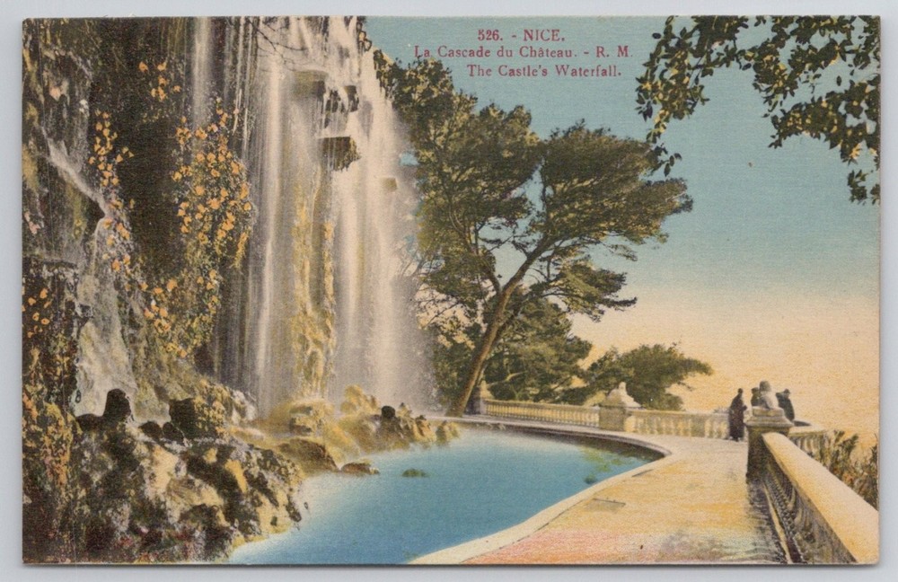 Nice France La Cascade du Château Castle's Waterfall Rostan & Munier Postcard