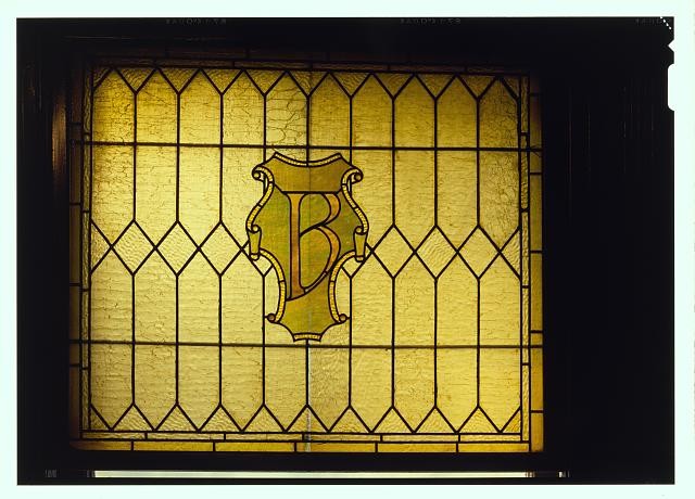 Second Company room, Interior view, second floor, detail of stained glass