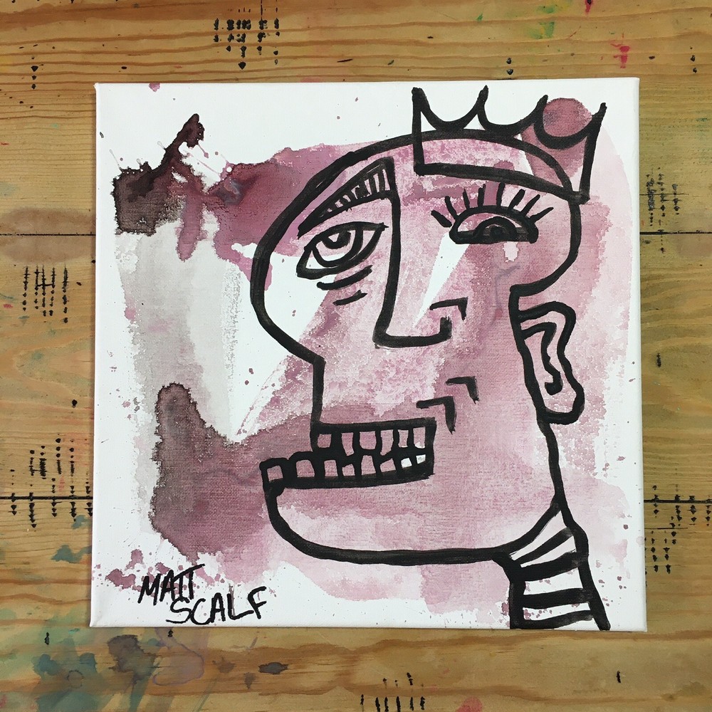 Matt Scalf 12x12 CANVAS Face Abstract Portrait Graffiti Street Art Modern Signed-image