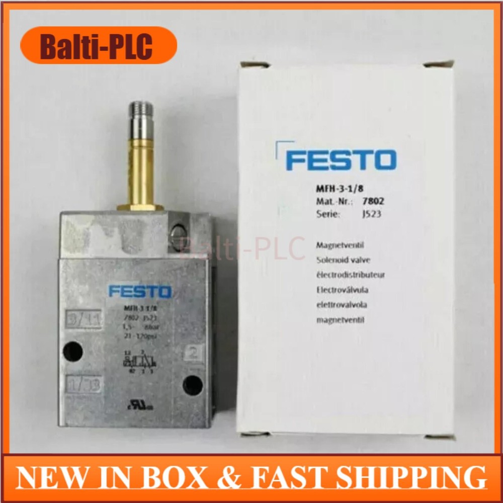 US FREE TAX New FESTO MFH-3-1/8 7802 Air Solenoid Valve, 1.5-8Bar, 21-120psi