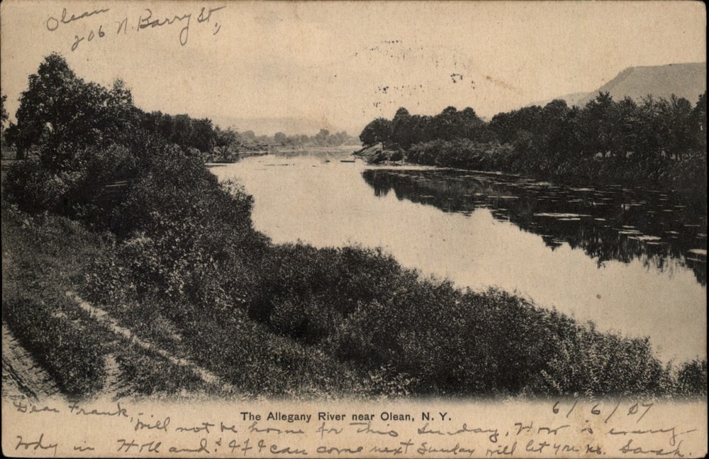 Allegany River Olean New York vintage postcard a847