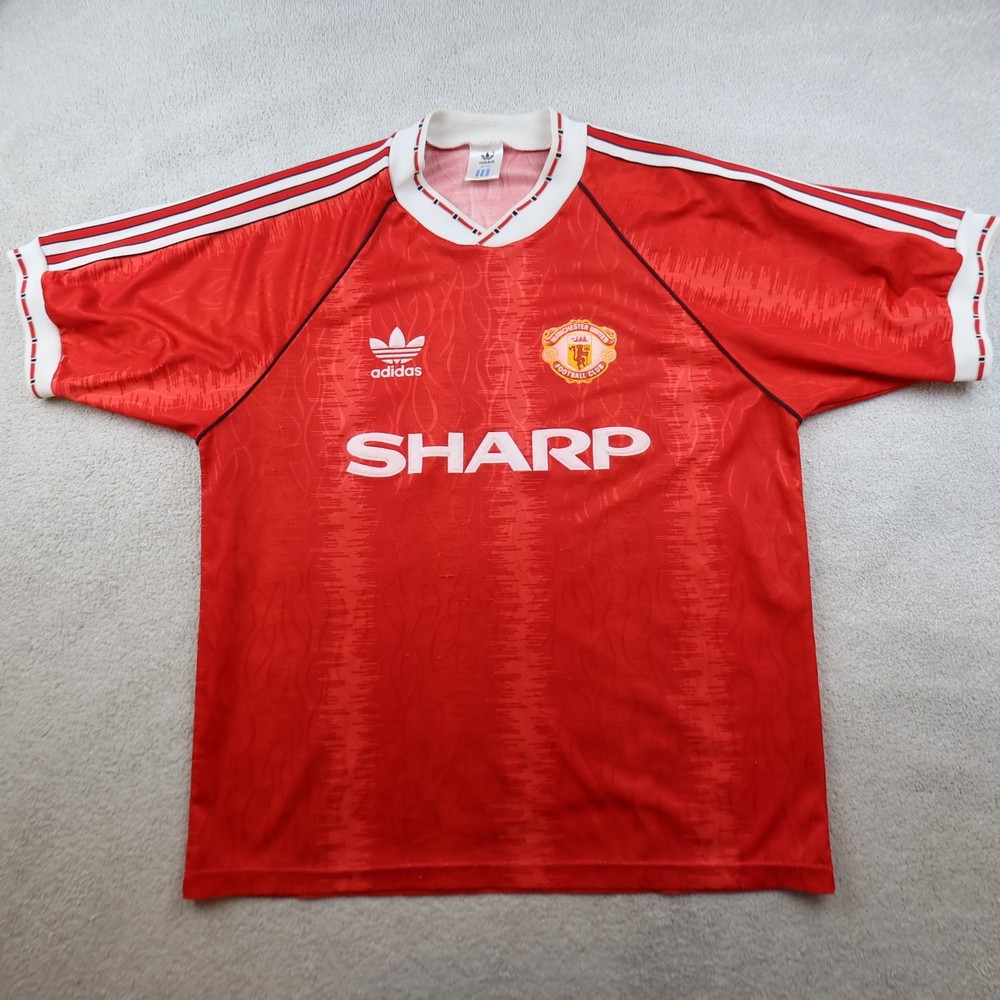 Vintage Manchester United Shirt Large Red Home 1990 1992 Adidas Soccer Jersey