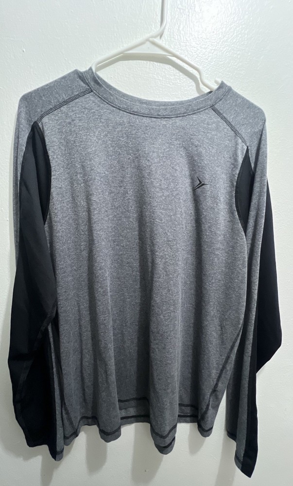 Old Navy Active Go-Dry Men's Large Long Sleeve T-Shirt Gray/blk