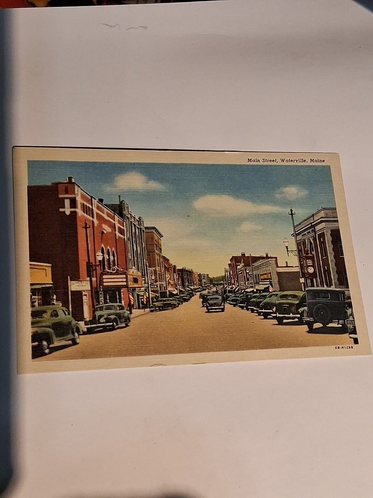 Waterville, Maine Postcard MAIN STREET Downtown Scene