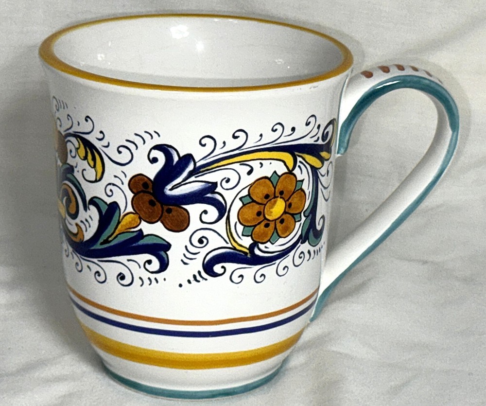Sur La Table Nova Deruta Italy Hand Painted Stoneware Ceramic Coffee Tea Mug Cup