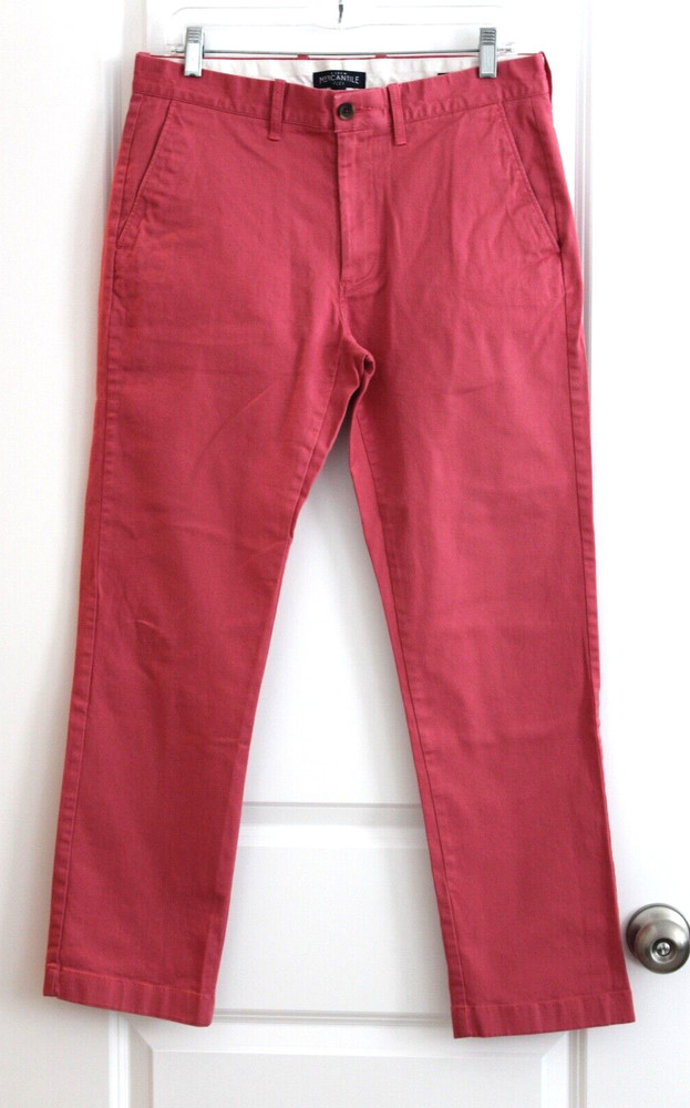 Mens J CREW MERCANTILE Straight Fit Flex Chino Pants Coral Red Sz 31 x 30