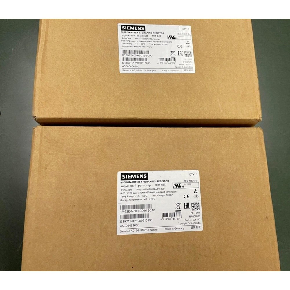 NewSiemens 6SE6400-4BD16-5CA0 6SE6 400-4BD16-5CA0 MICROMASTER 4 Braking resistor