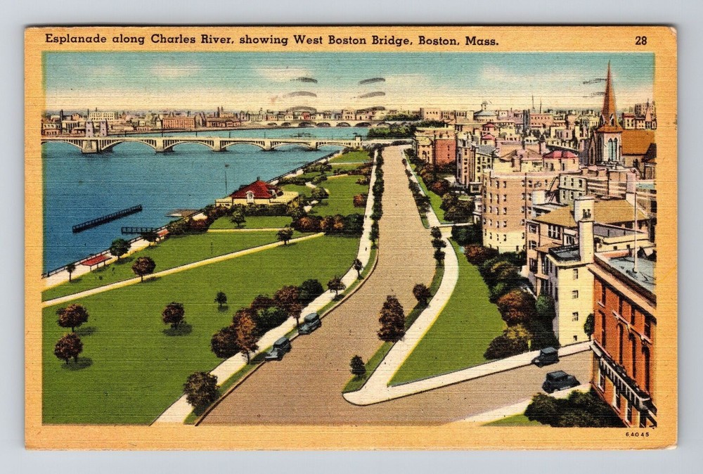 Boston MA-Massachusetts, Charles River, Bridge, Vintage Postcard