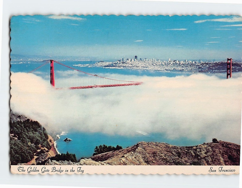 Postcard The Golden Gate Bridge in the Fog San Francisco California USA