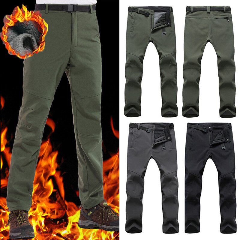 Mens Thermal Fleece Lined Elasticated Cargo Combat Work Walking Trousers Pants ❈